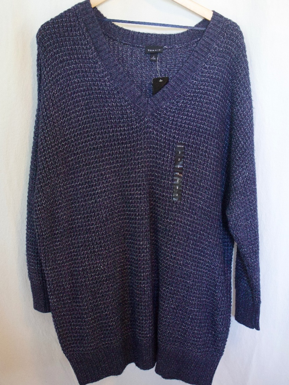 Torrid Waffle Drop Shoulder V-Neck Pullover Sweater Size 2